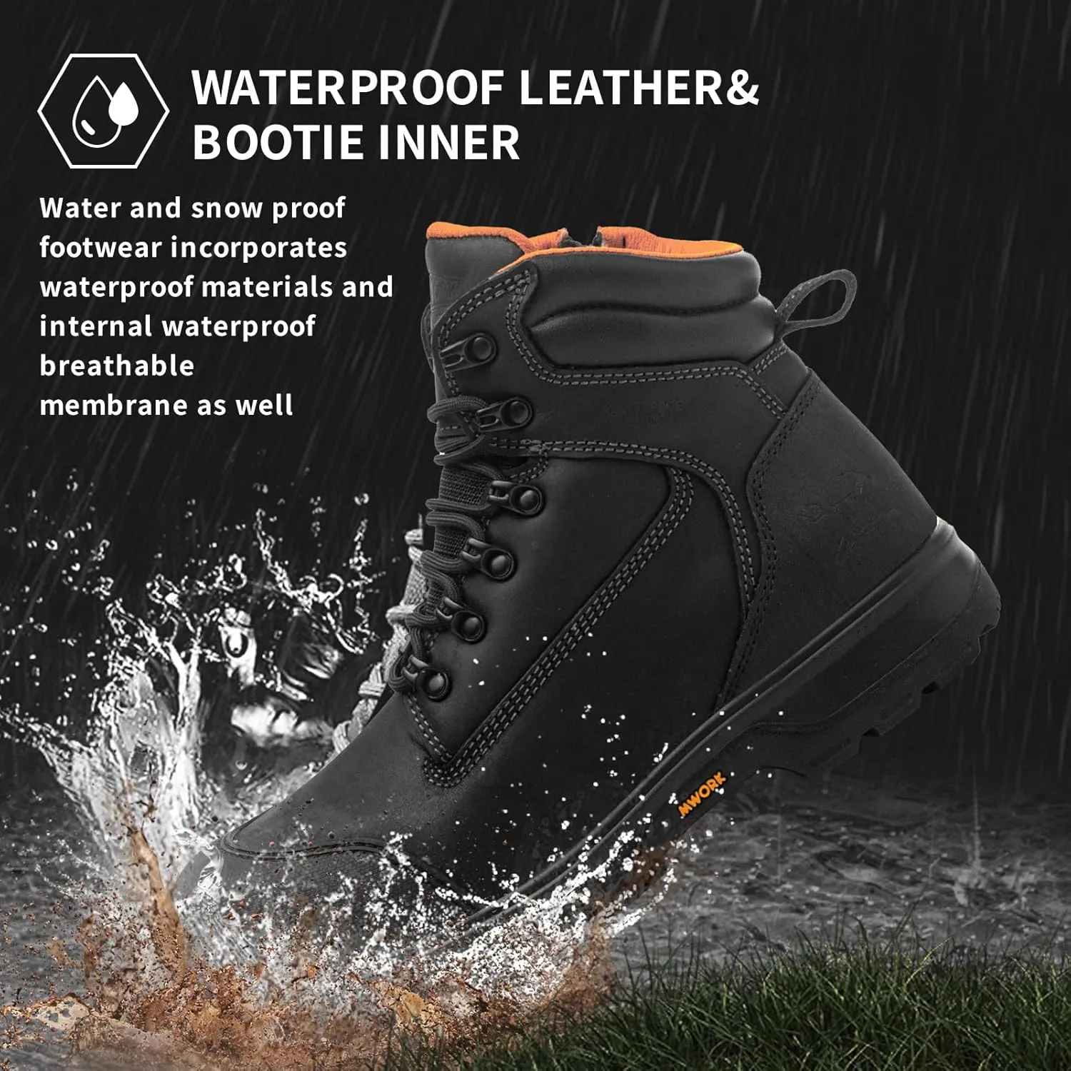 6" Safety Work Boots For Men Waterproof ASTM F2413-18 Composite Toe Puncture Proof EH Rated Non Slip YKK Zipper Side Industrial & Construction Chairman MW2302