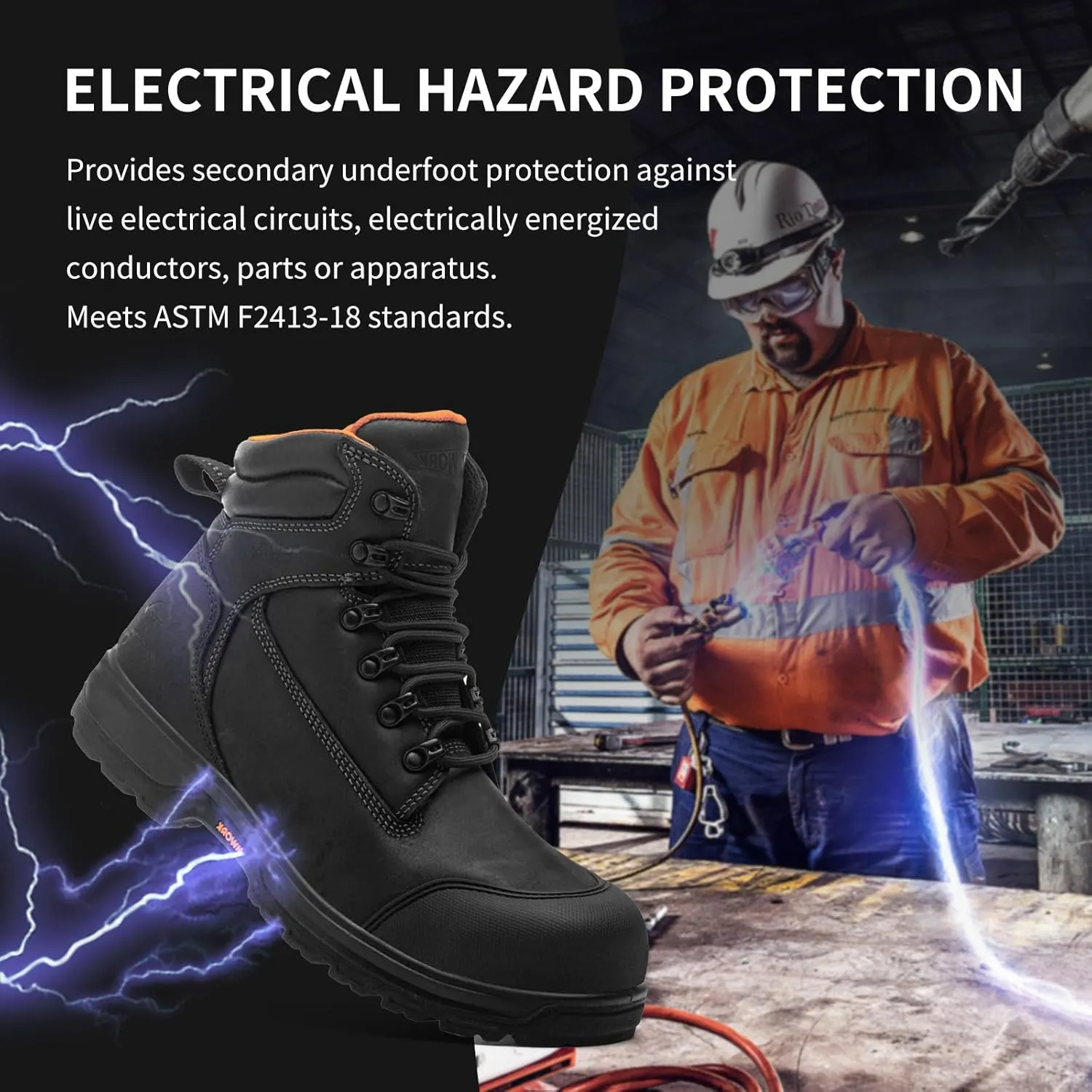 6" Safety Work Boots For Men Waterproof ASTM F2413-18 Composite Toe Puncture Proof EH Rated Non Slip YKK Zipper Side Industrial & Construction Chairman MW2302
