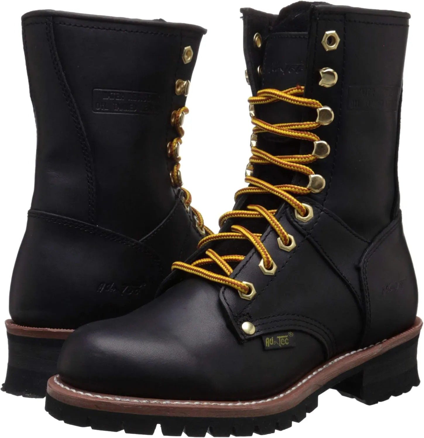 Ad Tec 9" Women Logger Boots Crazy Horse Leather, Plain Soft Safety Toe with Oil Resistant Lug Sole