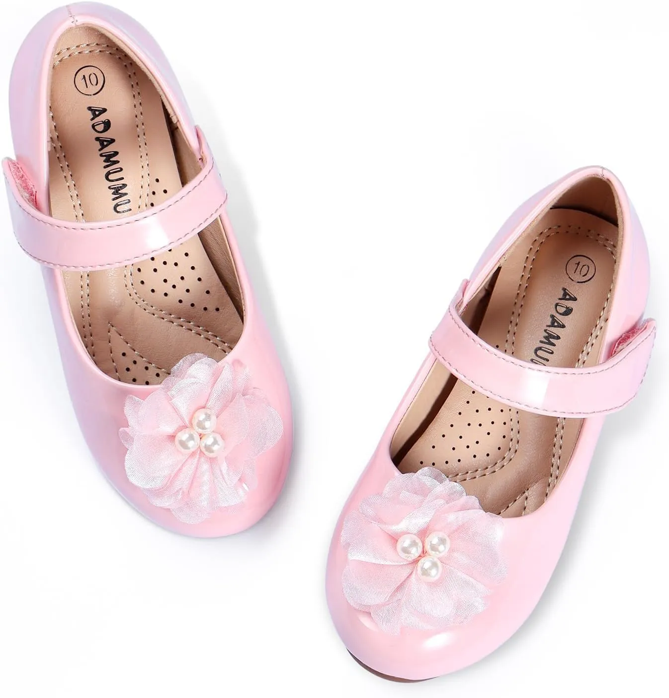 ADAMUMU Toddler Dress Shoes Flower Girl Shoes for Weeding Cute Toddler Mary Jane Shoes Lace Flore Ballet Flat for Walking, Jumping