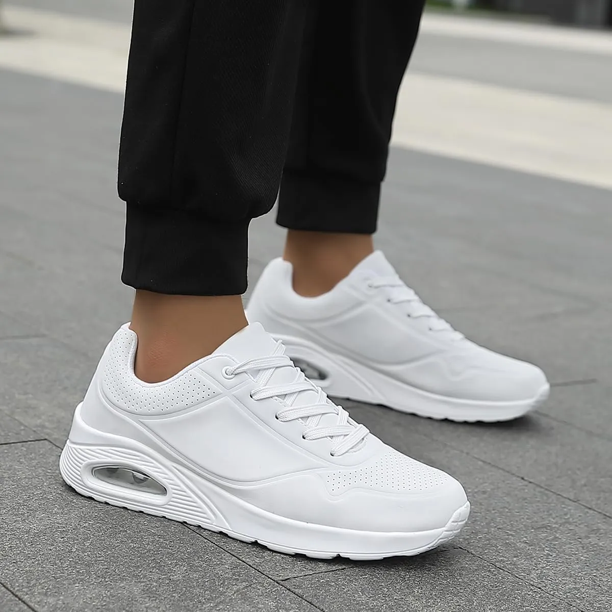 Air Cushion Running Shoes for Men-Slip On Running Shoes Non-Slip Lightweight Breathable Mesh Tennis Comfortable Sneakers.