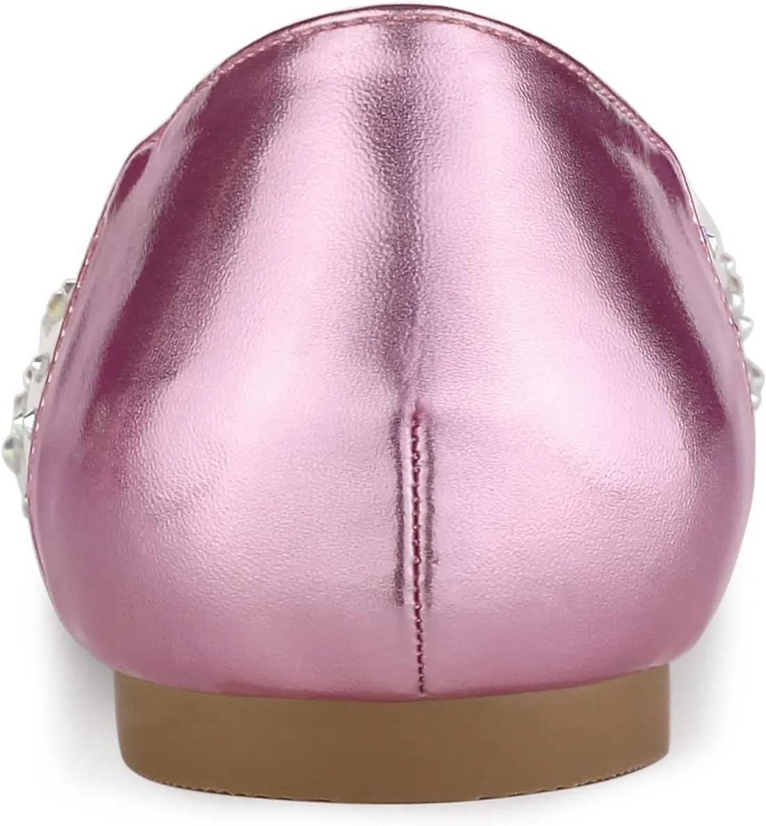 Allegra K Women's Pointed Toe Clear Rhinestone Ballet Flats