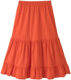 ALWAYSONE Girls' Casual Midi Skirt Soft Cotton Maxi Skirts Long Skirt with Elastic Waist for Girls 3-14 Year（XS-2XL）