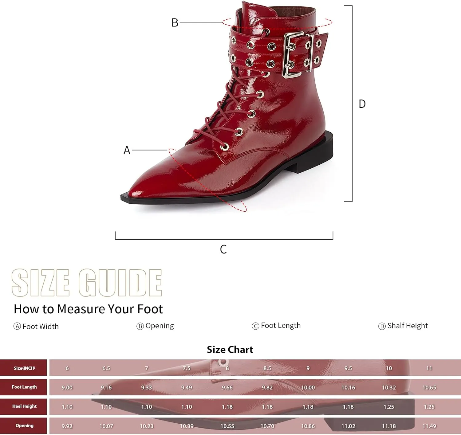 Ankle Boots for Women Eyelet Buckle Boots Pointed Toe Chunky Low Heel Boots Fashion Dress Short Boots with Zips