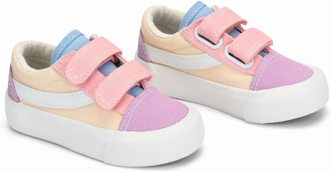 ANTLULU Boys and Girls Canvas Shoes Dual Adjustable Hook and Loop Classic Low Top Kids Sneakers