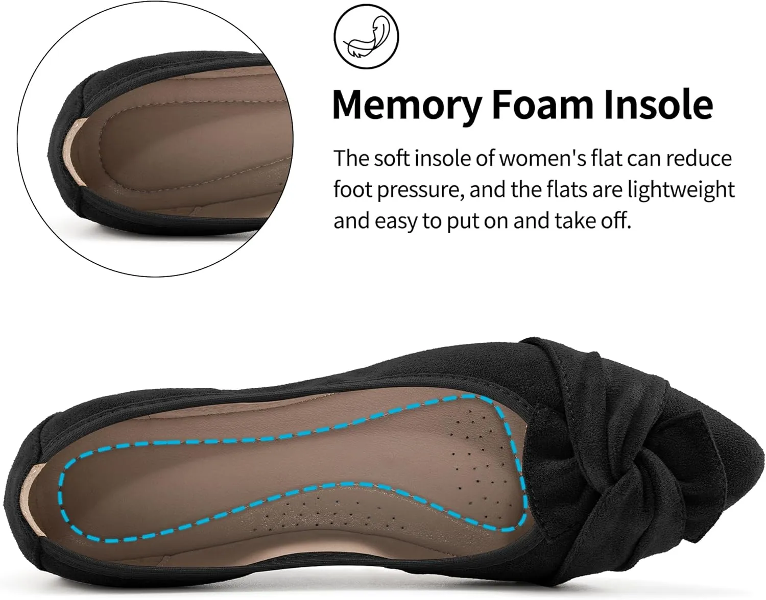 Aomigoct Ballet Flats for Women Dressy: Pointed Toe Comfortable Wedding Womens Flats - Casual Work Walking Shoes