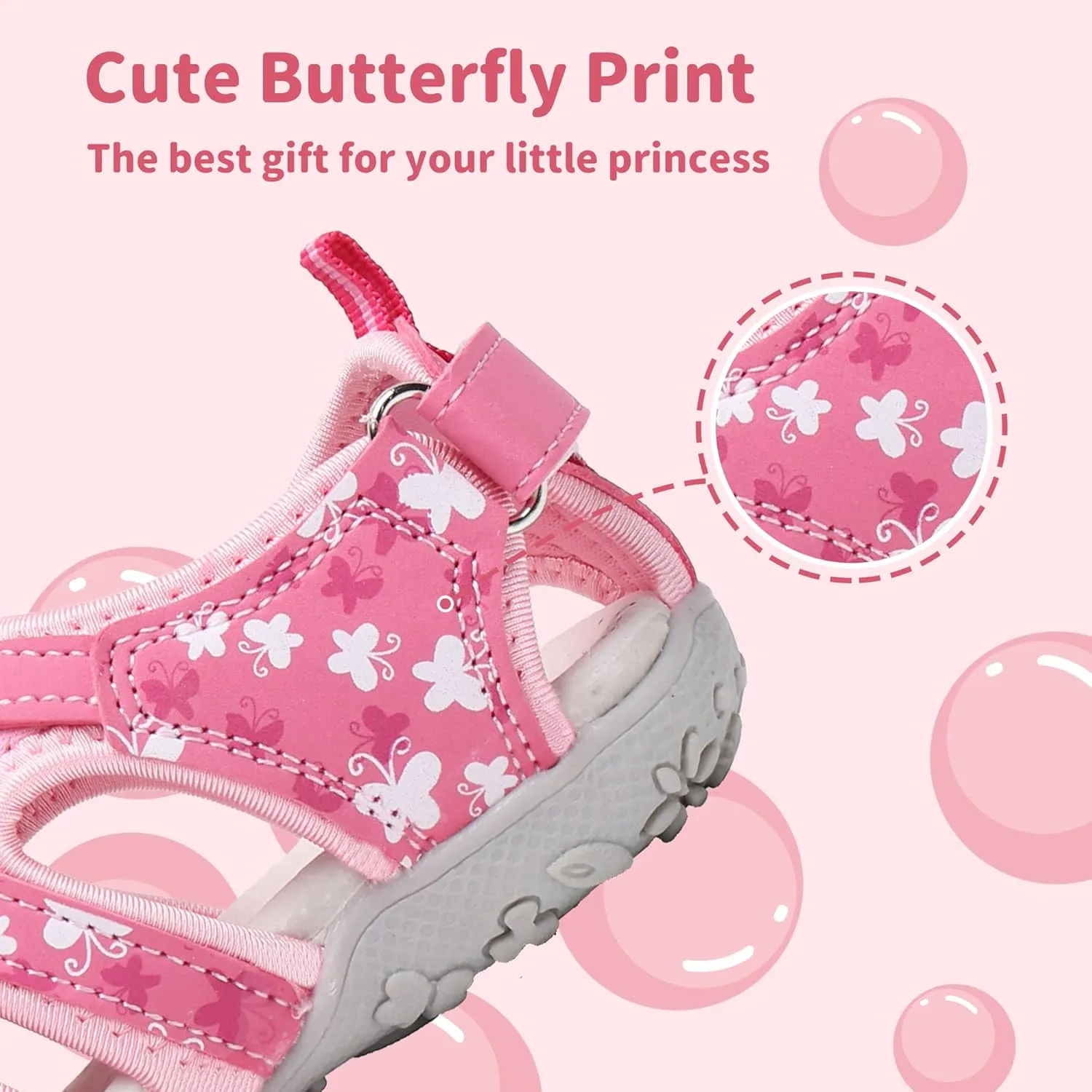 Apakowa Kids Girls Soft Sole Closed Toe Sandals Summer Shoes with Arch Support (Toddler/Little Kid)