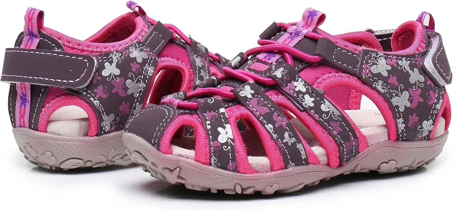 Apakowa Kids Girls Soft Sole Closed Toe Sandals Summer Shoes with Arch Support (Toddler/Little Kid)