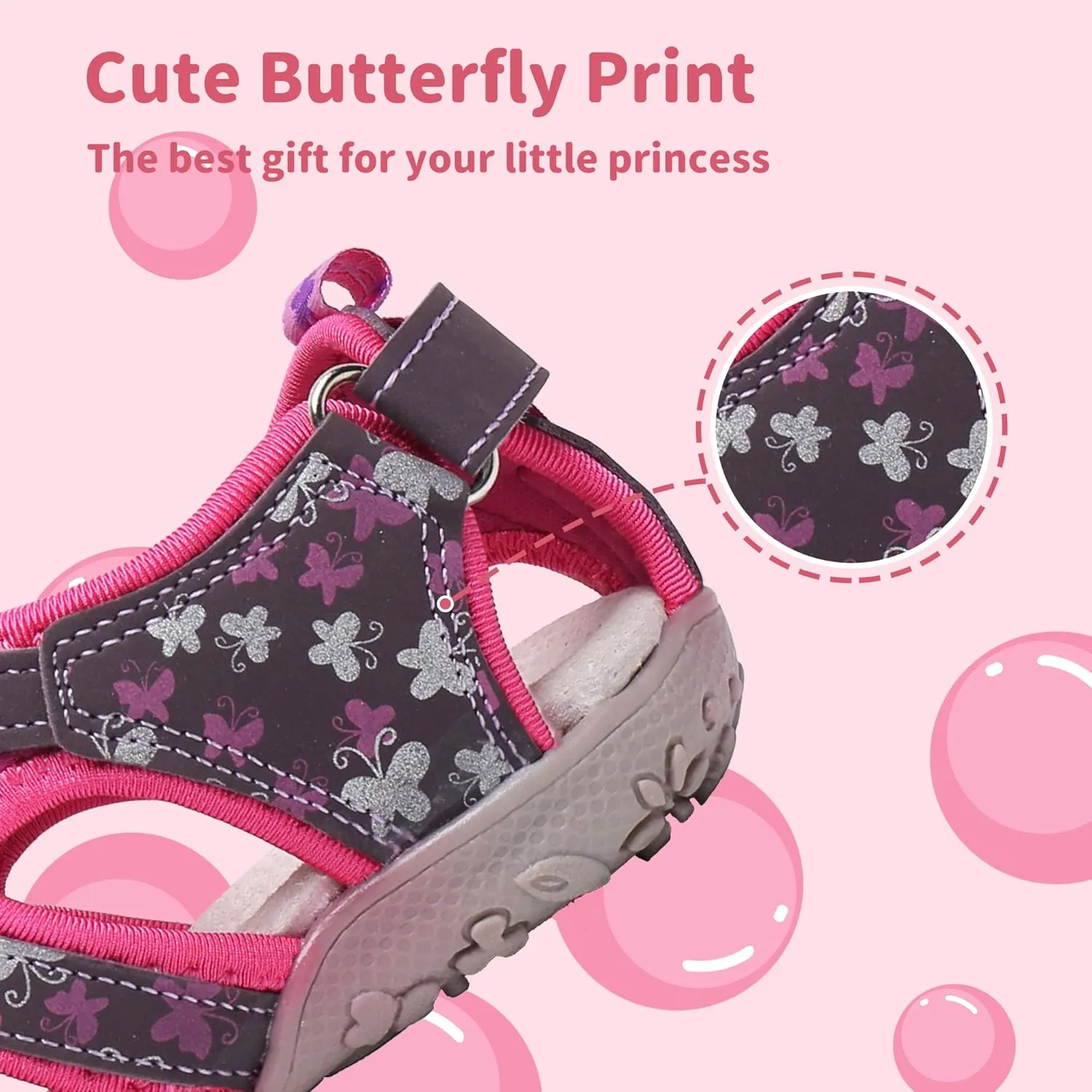 Apakowa Kids Girls Soft Sole Closed Toe Sandals Summer Shoes with Arch Support (Toddler/Little Kid)