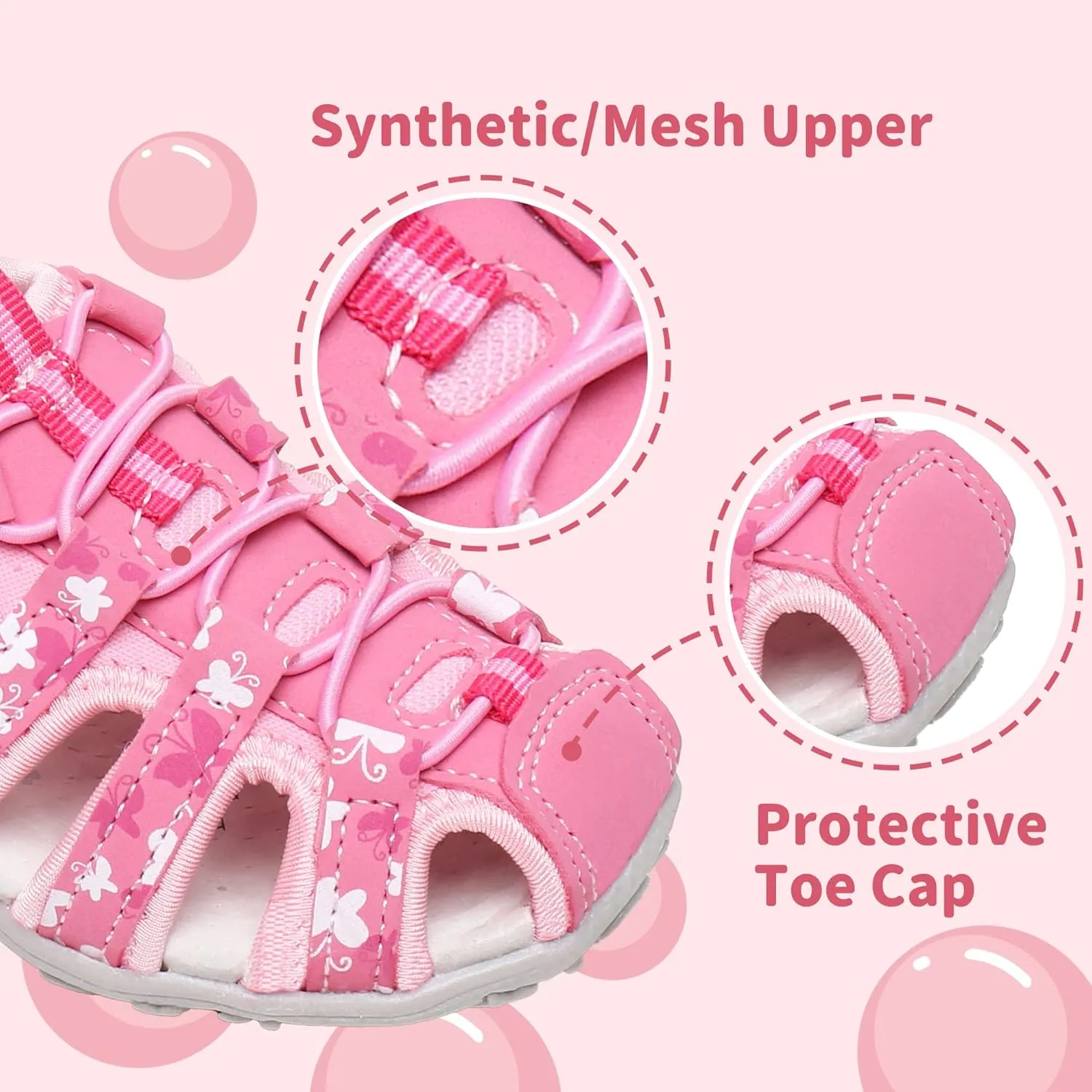 Apakowa Kids Girls Soft Sole Closed Toe Sandals Summer Shoes with Arch Support (Toddler/Little Kid)