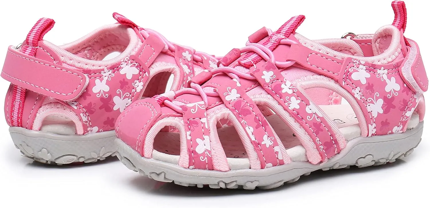 Apakowa Kids Girls Soft Sole Closed Toe Sandals Summer Shoes with Arch Support (Toddler/Little Kid)