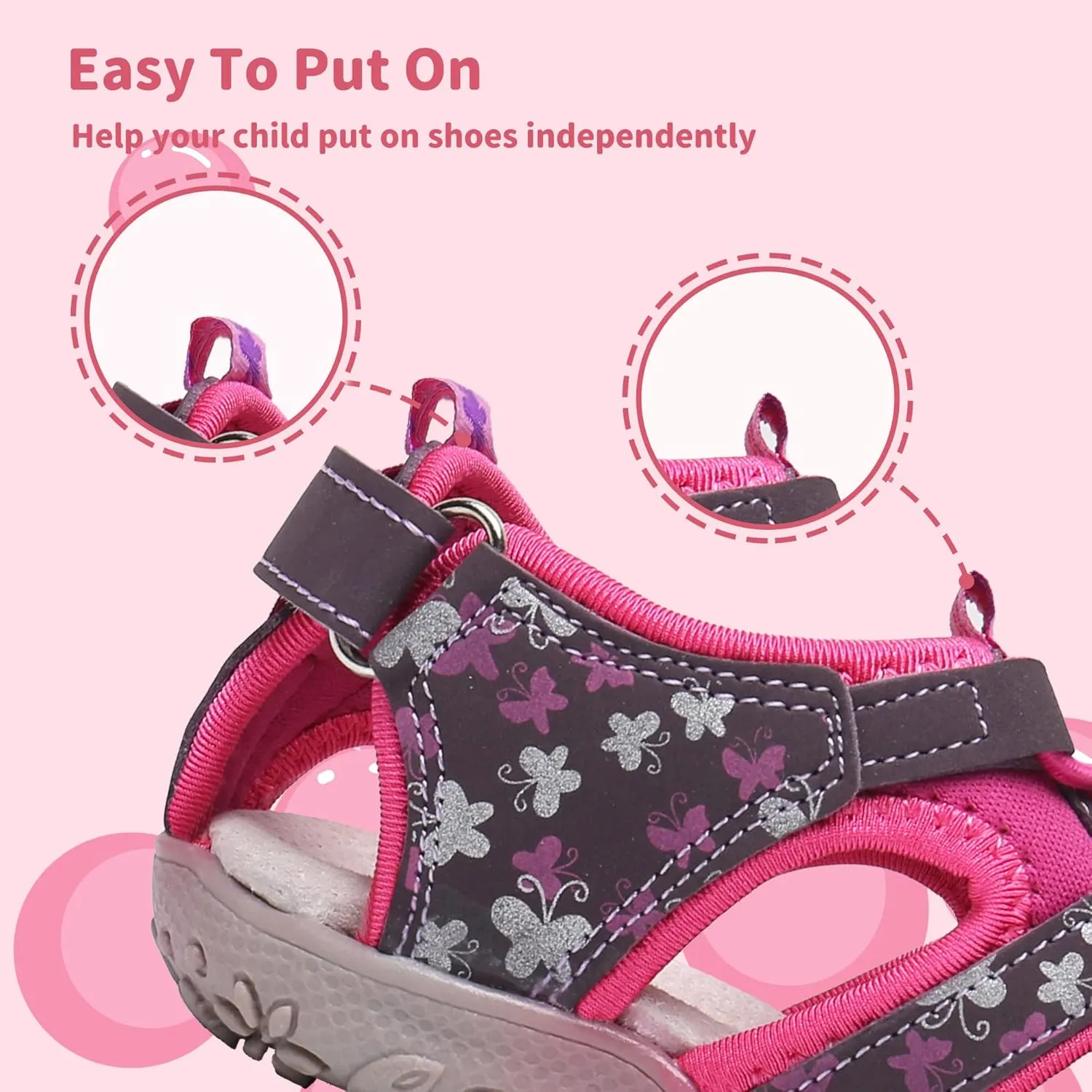 Apakowa Kids Girls Soft Sole Closed Toe Sandals Summer Shoes with Arch Support (Toddler/Little Kid)