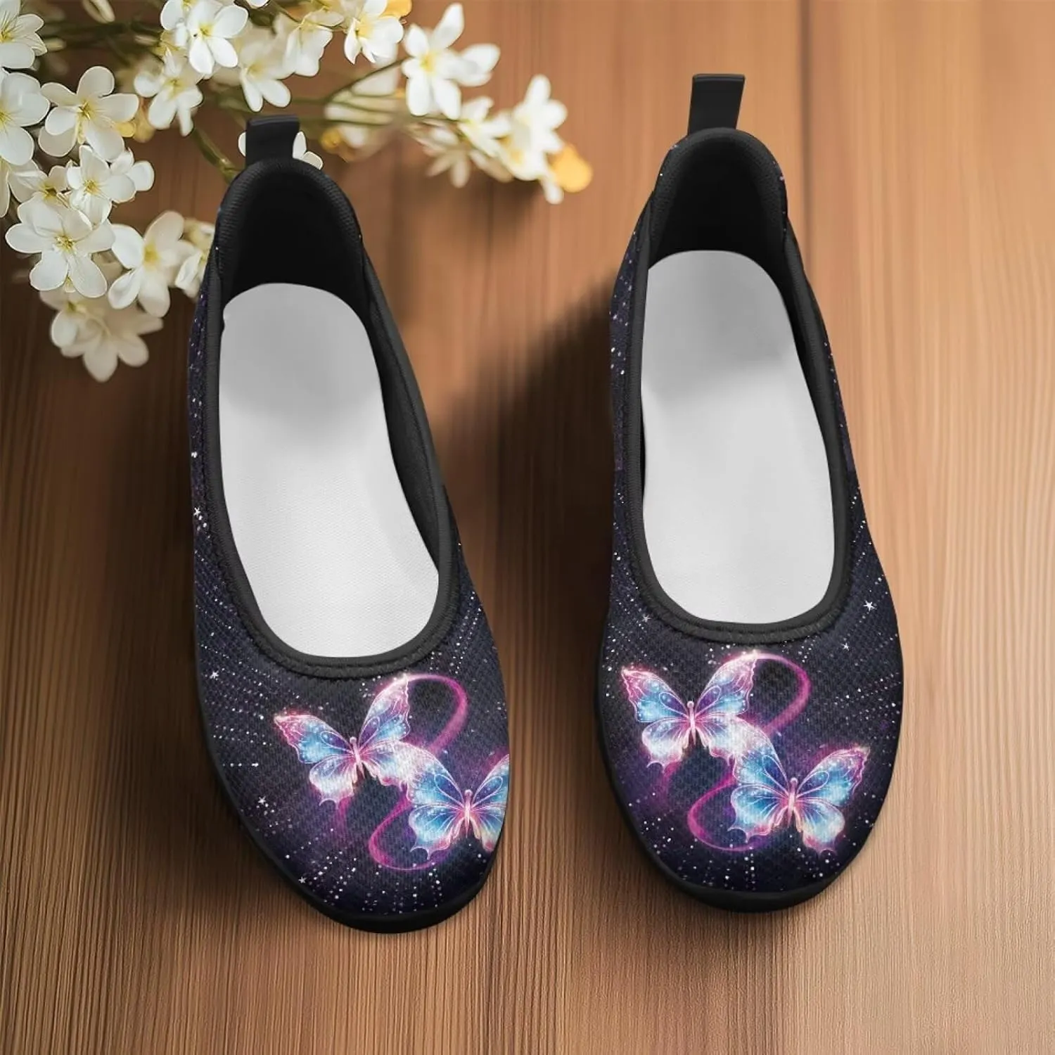 Artistic Abstract Print Womens Flats Lightweight Comfortable Walking Shoes Round Toe Casual Sneakers Daily Wear