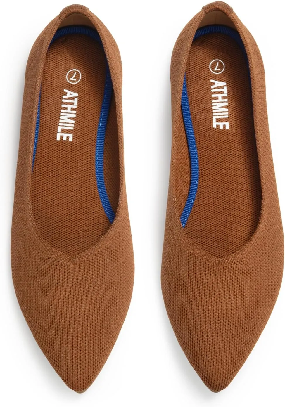ATHMILE Pointed Toe Flats for Women Dressy Bronze Work Shoes Business Casul Knit Ballet Flats Slip on Office Ladies Comforttable Dress