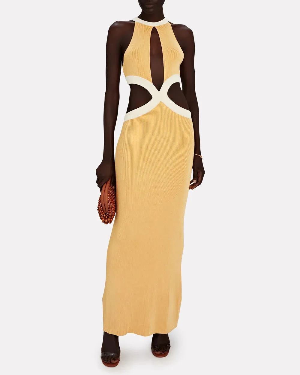 AUTEUR Bridgit Rib Knit Cut-Out Maxi Dress