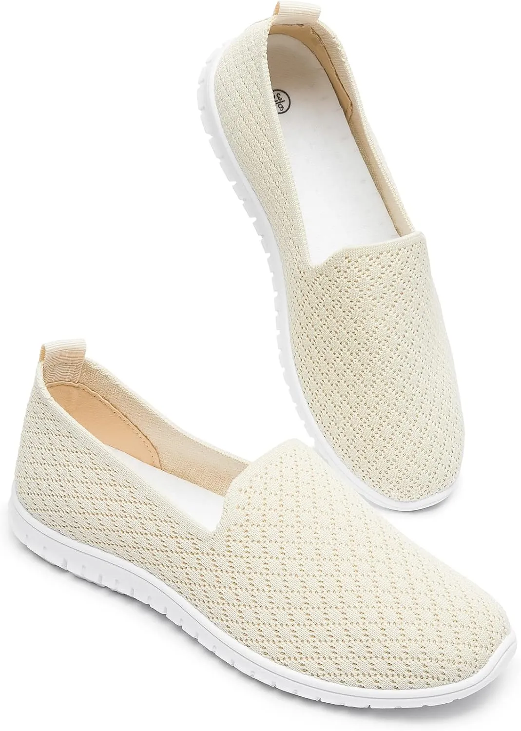 BABUDOG Women's Mesh Flats Shoes Breathable Slip on Shoes Casual Black and White Flats Comfortable Walking Shoes