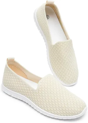 BABUDOG Women's Mesh Flats Shoes Breathable Slip on Shoes Casual Black and White Flats Comfortable Walking Shoes