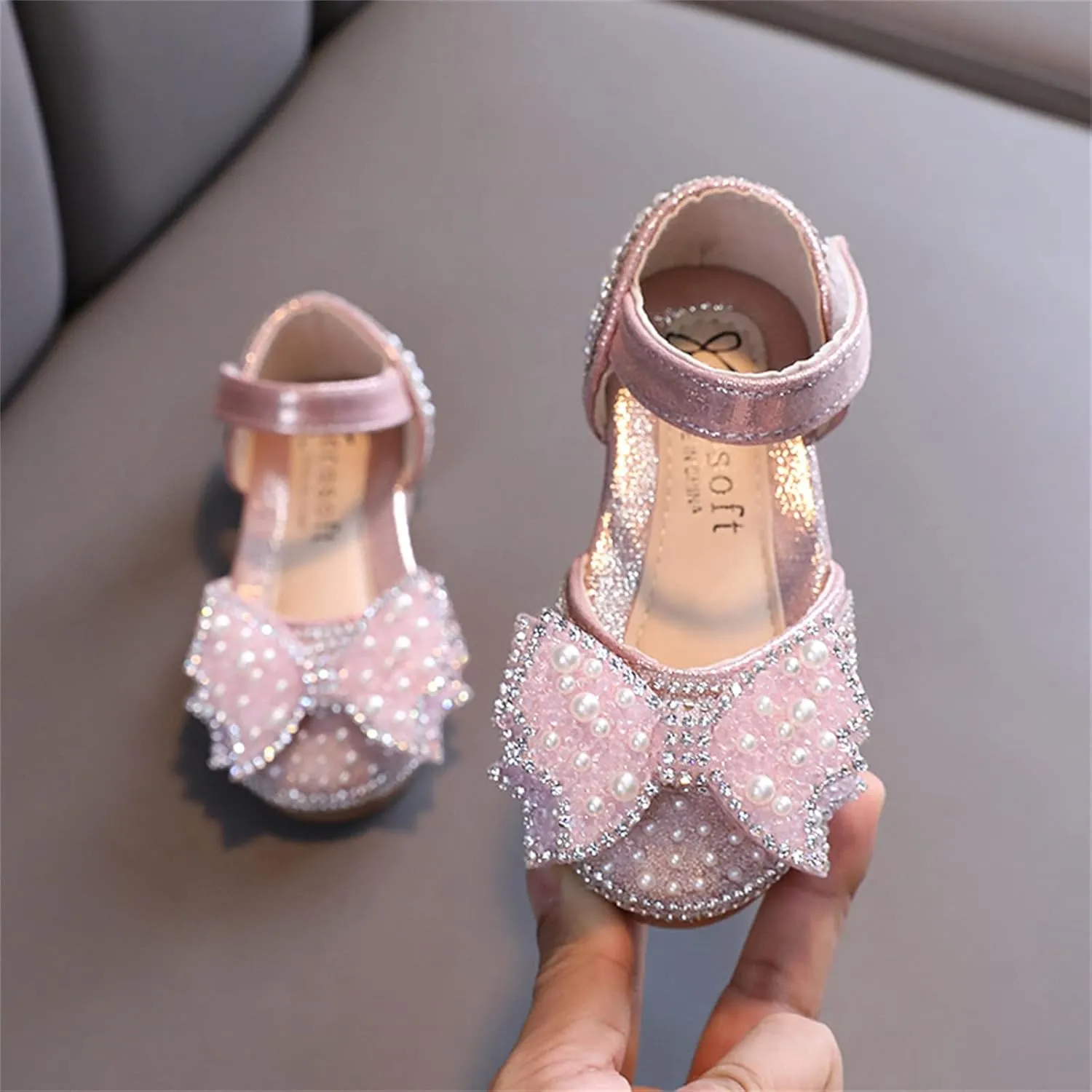 Baby Girls Premium Mary Jane Flats Rubber Sole Moccasins Rubber Sole Mary Jane Crib Shoes Baby Special Occasion Shoes