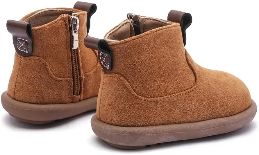 Baby Shoes Suede Zip-Up With Wide Toe Non-Slip Sole Winter Booties for 1-3 Years Olds Toddler Girls Boys Boots