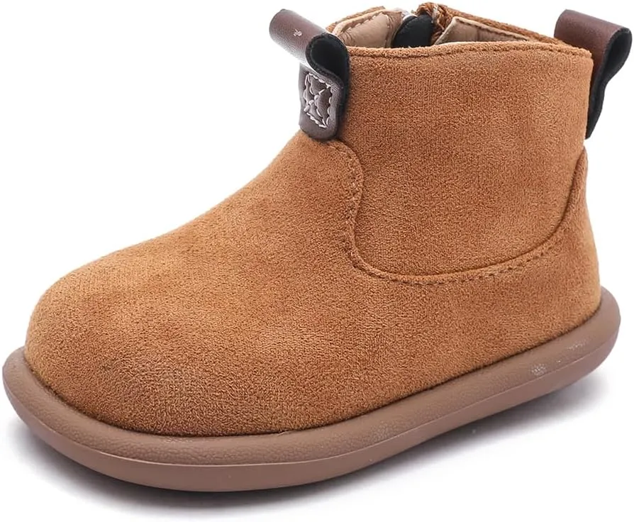 Baby Shoes Suede Zip-Up With Wide Toe Non-Slip Sole Winter Booties for 1-3 Years Olds Toddler Girls Boys Boots