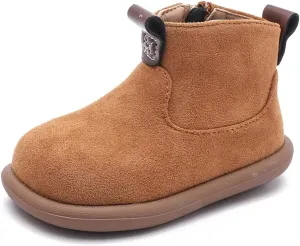 Baby Shoes Suede Zip-Up With Wide Toe Non-Slip Sole Winter Booties for 1-3 Years Olds Toddler Girls Boys Boots