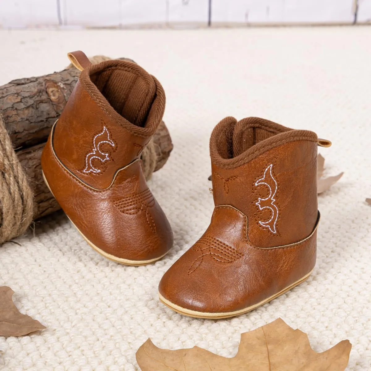Baby Western Cowboy Boots Infant Boys Girls Non-Slip Soft Sole Booties Toddler Newborn First Walker Crib Shoes
