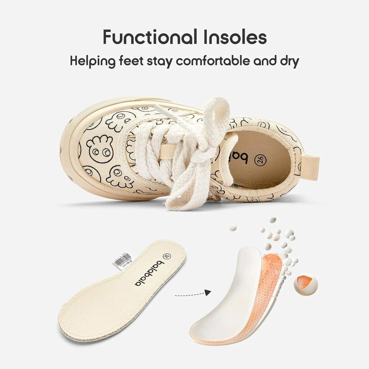 Balabala Toddler Sneakers for Boys and Girls Dual Hook and Loops Sneakers Slip On Canvas Shoes Soft and Durable
