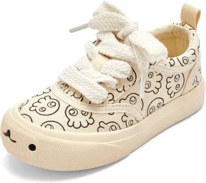 Balabala Toddler Sneakers for Boys and Girls Dual Hook and Loops Sneakers Slip On Canvas Shoes Soft and Durable
