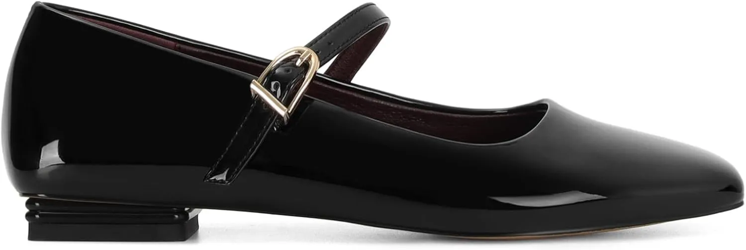 Ballet Flats Shoes for Women Square Toe Mary Jane Flats Shoes Buckle Strap Dress Casual Comfortable Ballerina Shoes