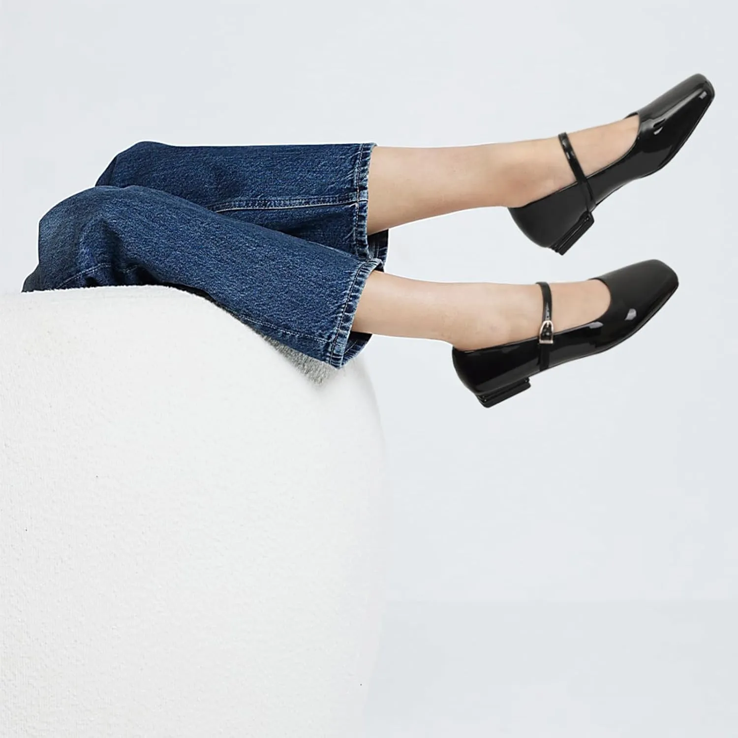 Ballet Flats Shoes for Women Square Toe Mary Jane Flats Shoes Buckle Strap Dress Casual Comfortable Ballerina Shoes