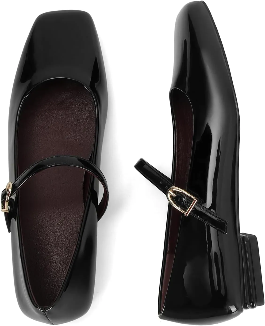 Ballet Flats Shoes for Women Square Toe Mary Jane Flats Shoes Buckle Strap Dress Casual Comfortable Ballerina Shoes