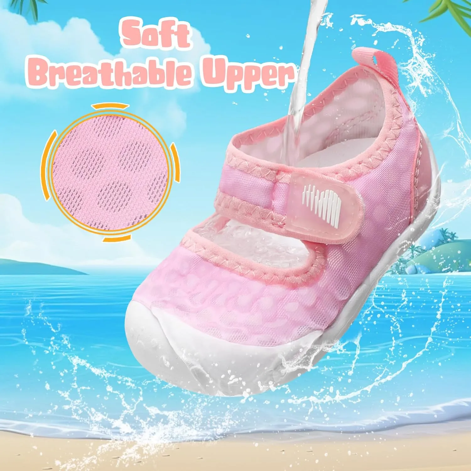 BARERUN Toddler Water Shoes Barefoot Water Shoes for Kids Baby Wide Aqua Socks with Arch Support Quick-Dry Breathable Boys Girls Sandals Walking Shoes for Beach Swim Pool Shoes