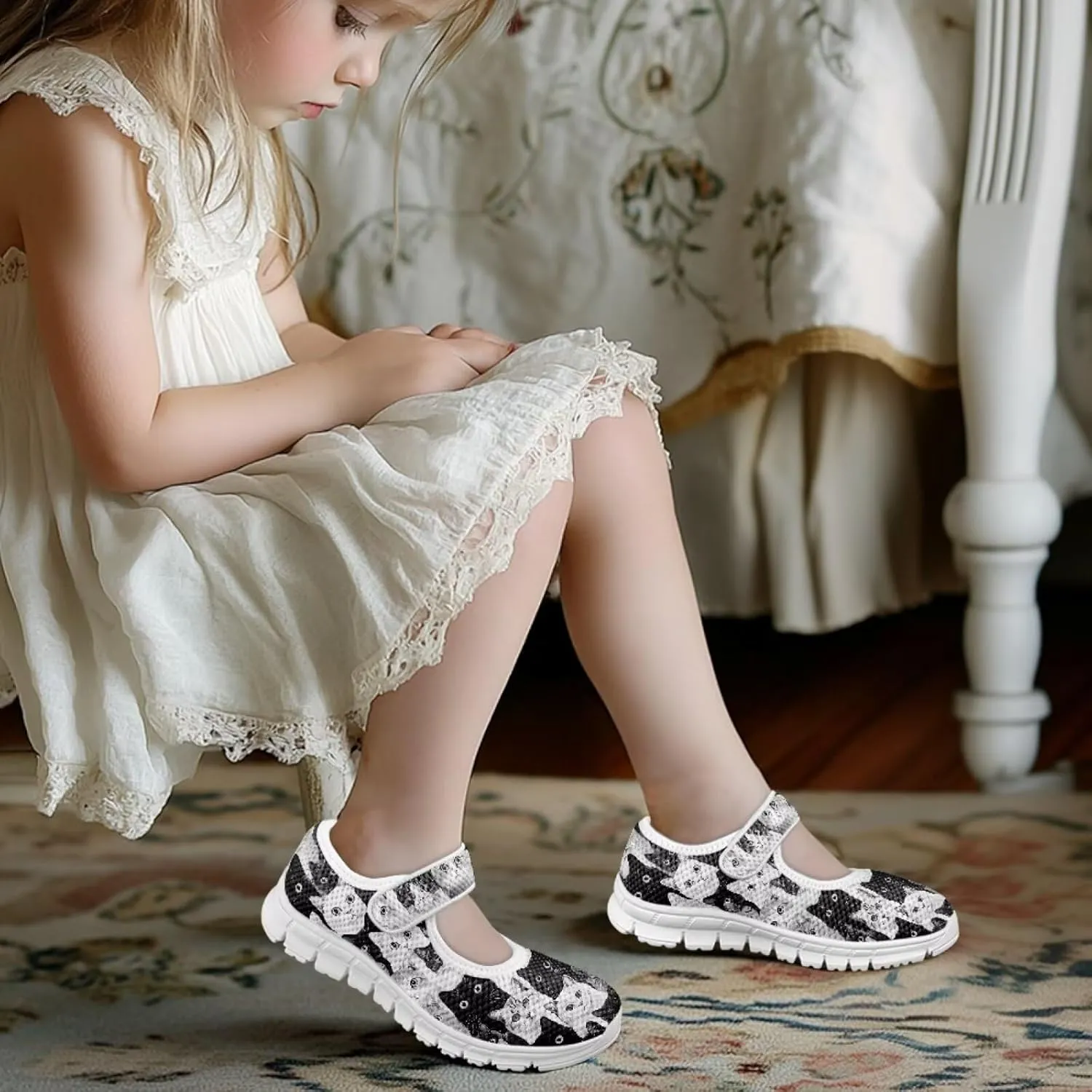 BIGCARJOB Mary Janes Shoes for Toddle Girls Cute Dress Shoes Athletic Gym Shoes Kids School Uniform Shoes