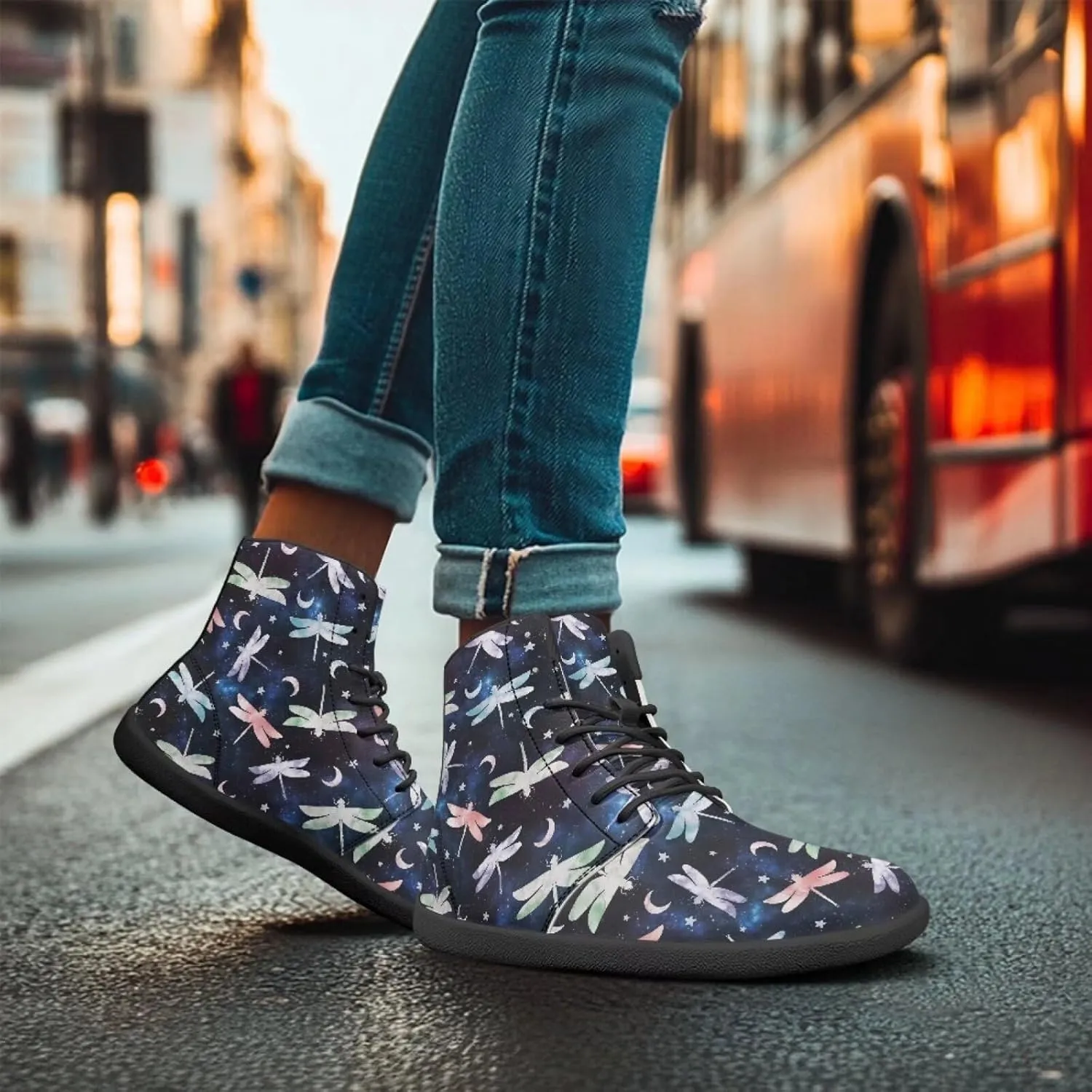 BIGCARJOB Women's Barefoot Boots Winter High Top Barefoot Sneakers Flats Casual Walking Shoes Teens Adult Tennis Shoes Fashion Trainers