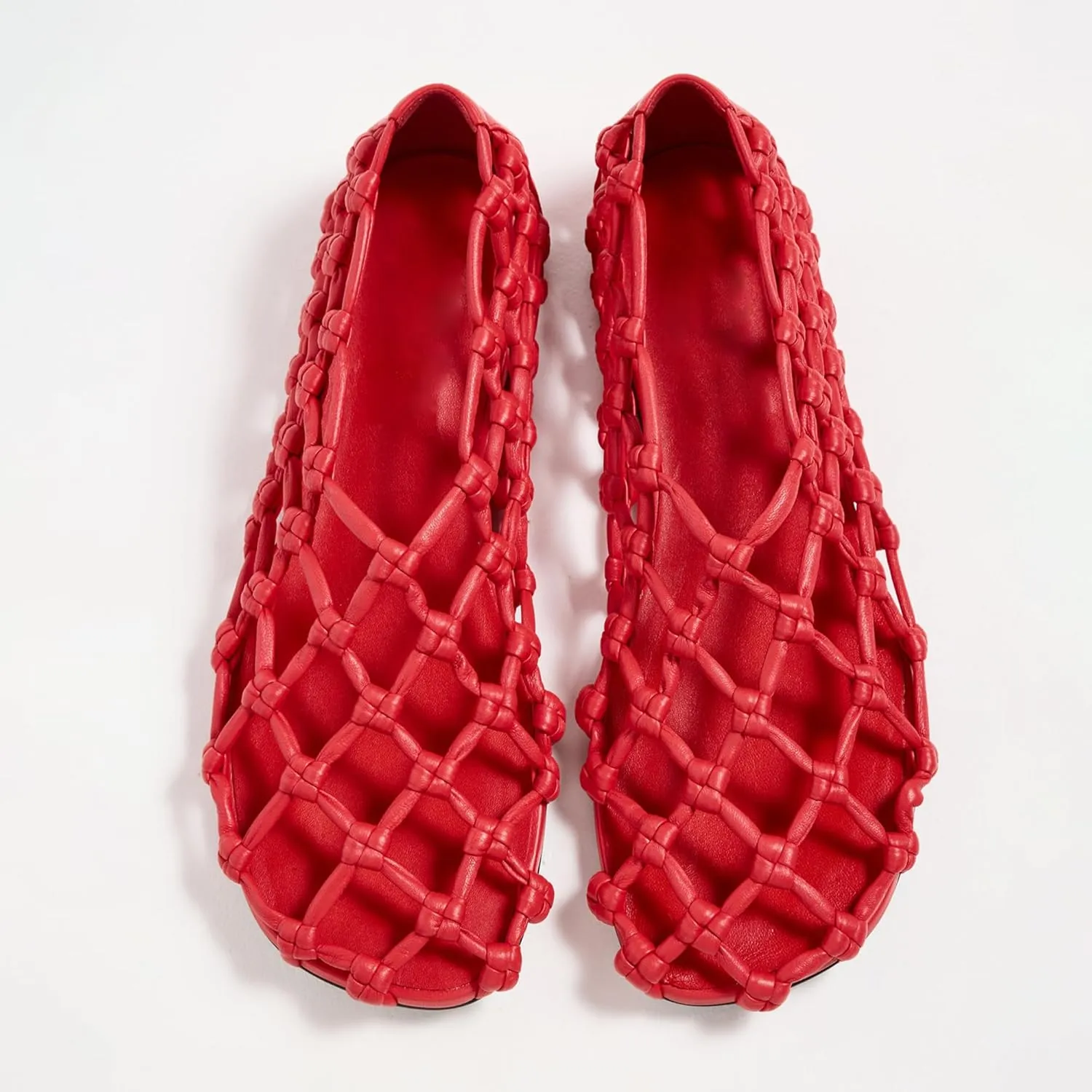 Black Jelly Mesh Ballet Flats for Women Woven Hollow Beach Ballerina Flats Comfortable Casual Slip on Mary Jane Flats