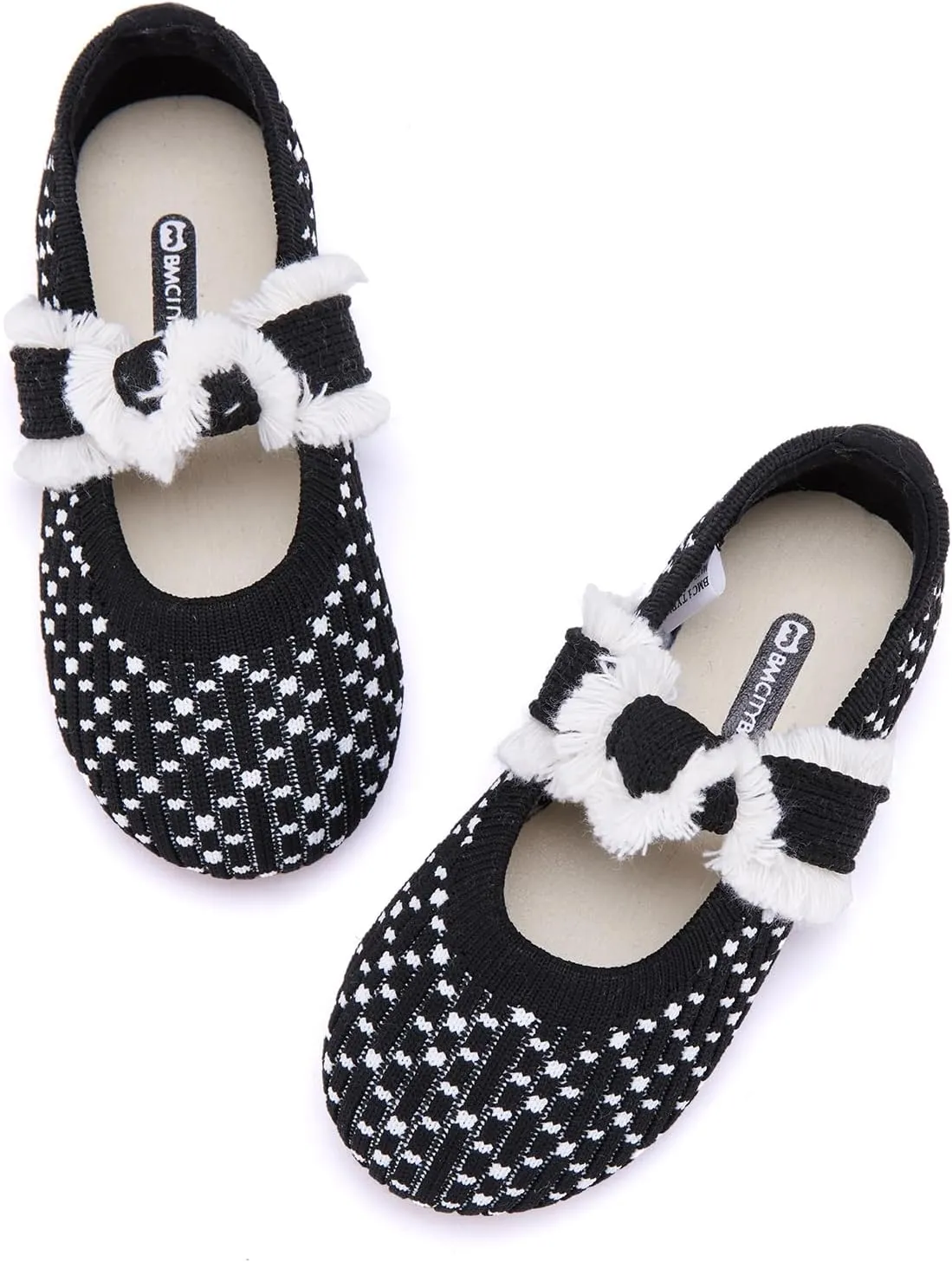 BMCiTYBM Toddler Girl Ballet Flats Comfortable Knit Casual Dressy Shoes for Girl Party School Shoes