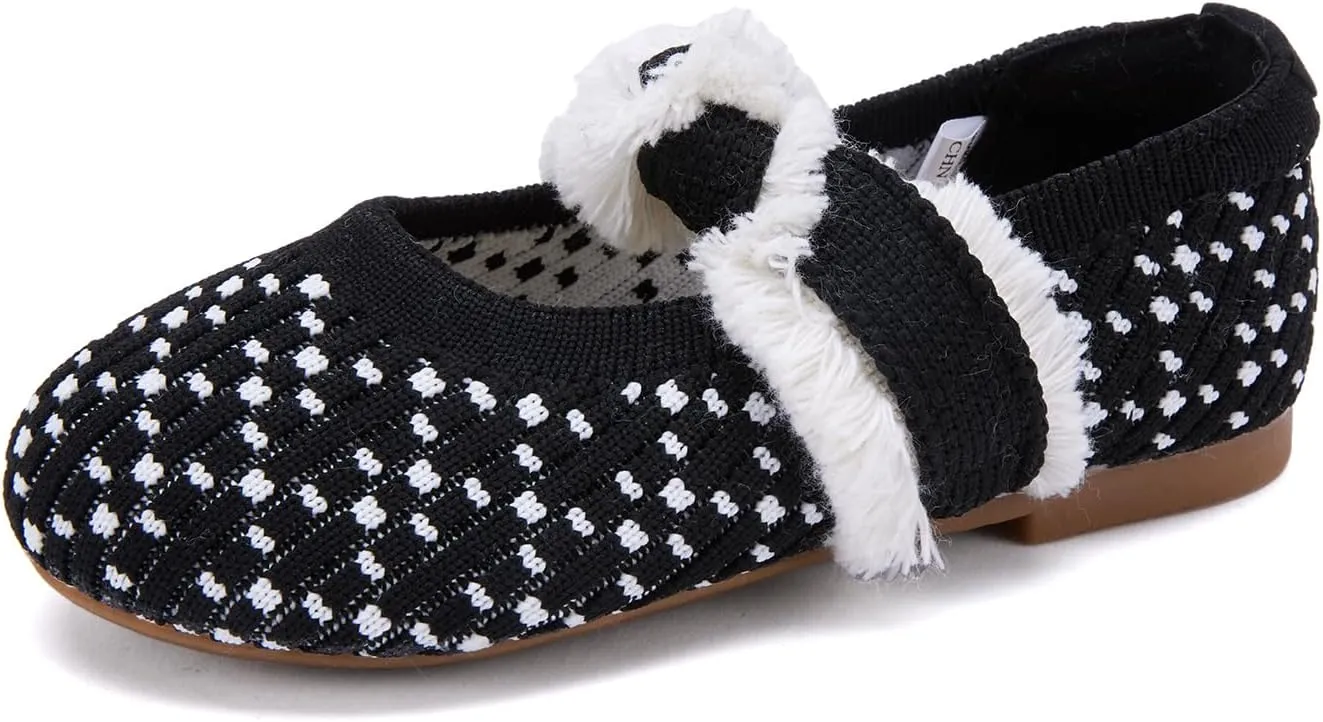 BMCiTYBM Toddler Girl Ballet Flats Comfortable Knit Casual Dressy Shoes for Girl Party School Shoes