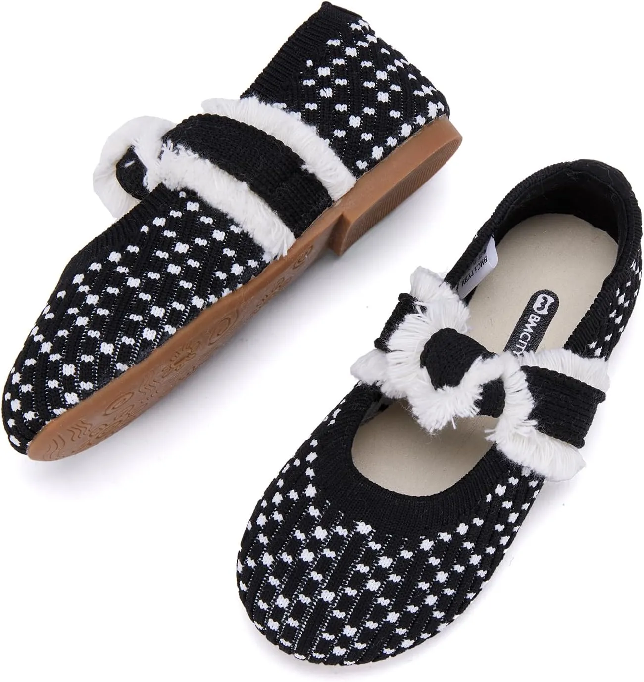 BMCiTYBM Toddler Girl Ballet Flats Comfortable Knit Casual Dressy Shoes for Girl Party School Shoes