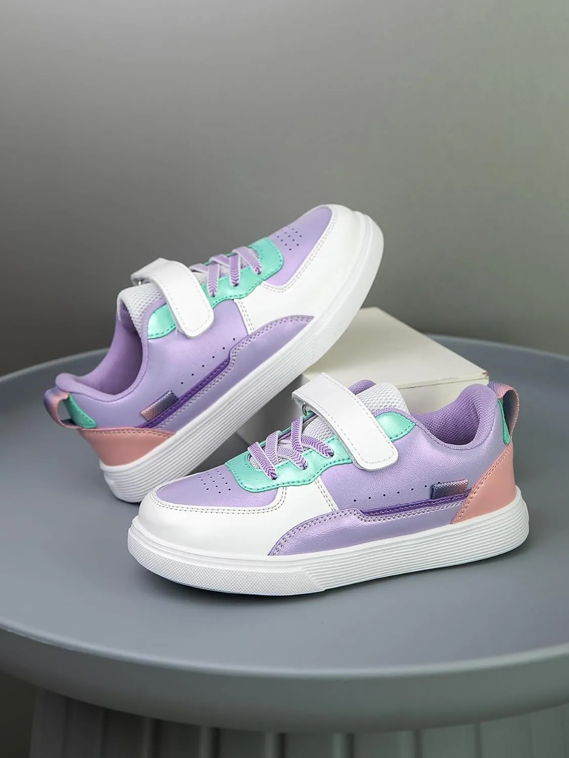 Boys and Girls Board Shoes Adjustable Hook and Loop Classic Low Top Kids Sneakers