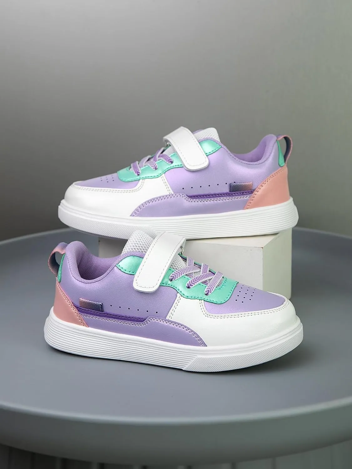 Boys and Girls Board Shoes Adjustable Hook and Loop Classic Low Top Kids Sneakers