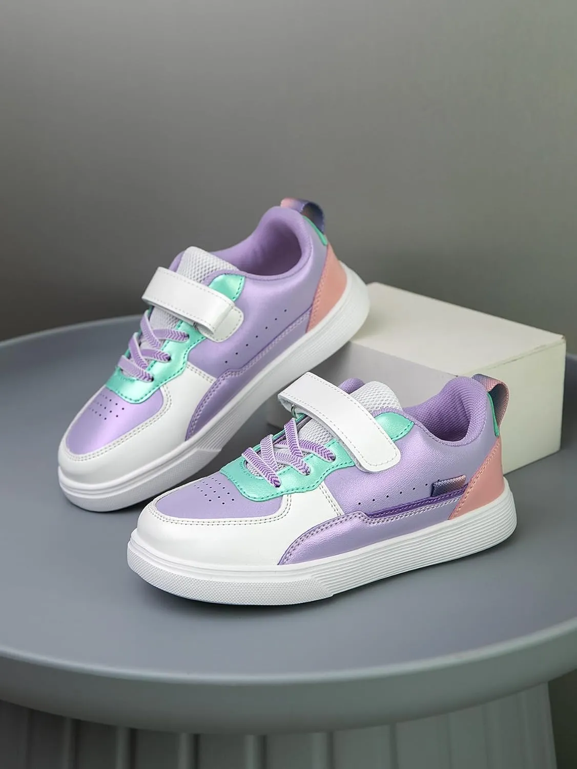 Boys and Girls Board Shoes Adjustable Hook and Loop Classic Low Top Kids Sneakers