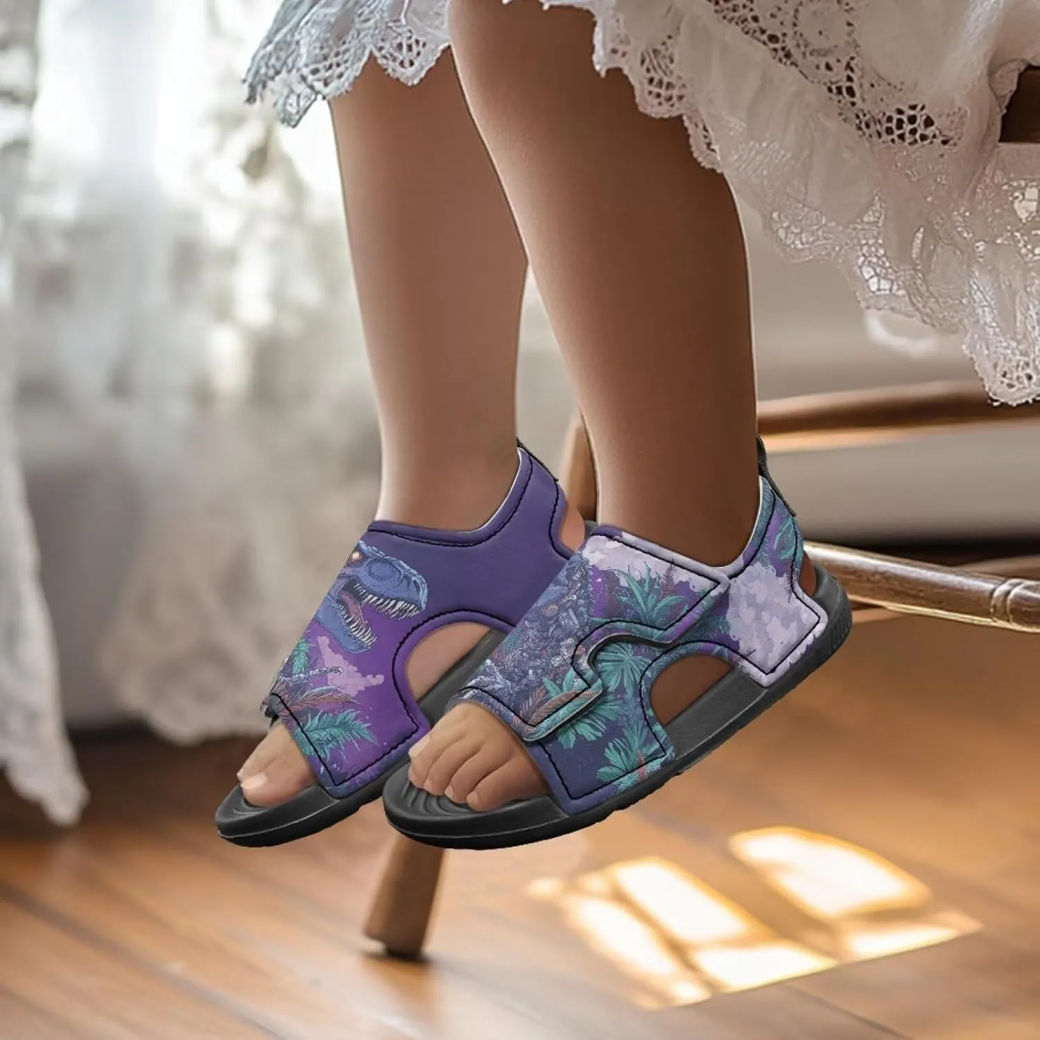 Boys Girls Kids Summer Sandals Slides Open-Toed Beach Sandals Magic Sticker Outdoor Shoes Toddler/Little Kid
