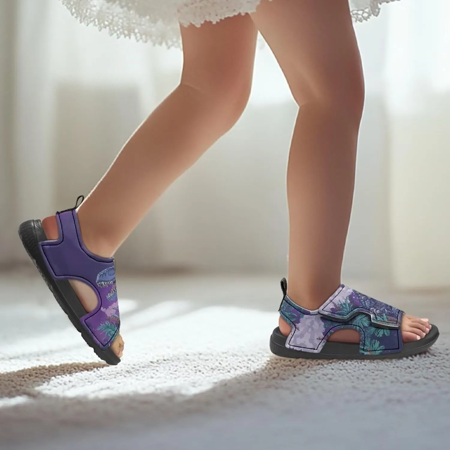 Boys Girls Kids Summer Sandals Slides Open-Toed Beach Sandals Magic Sticker Outdoor Shoes Toddler/Little Kid