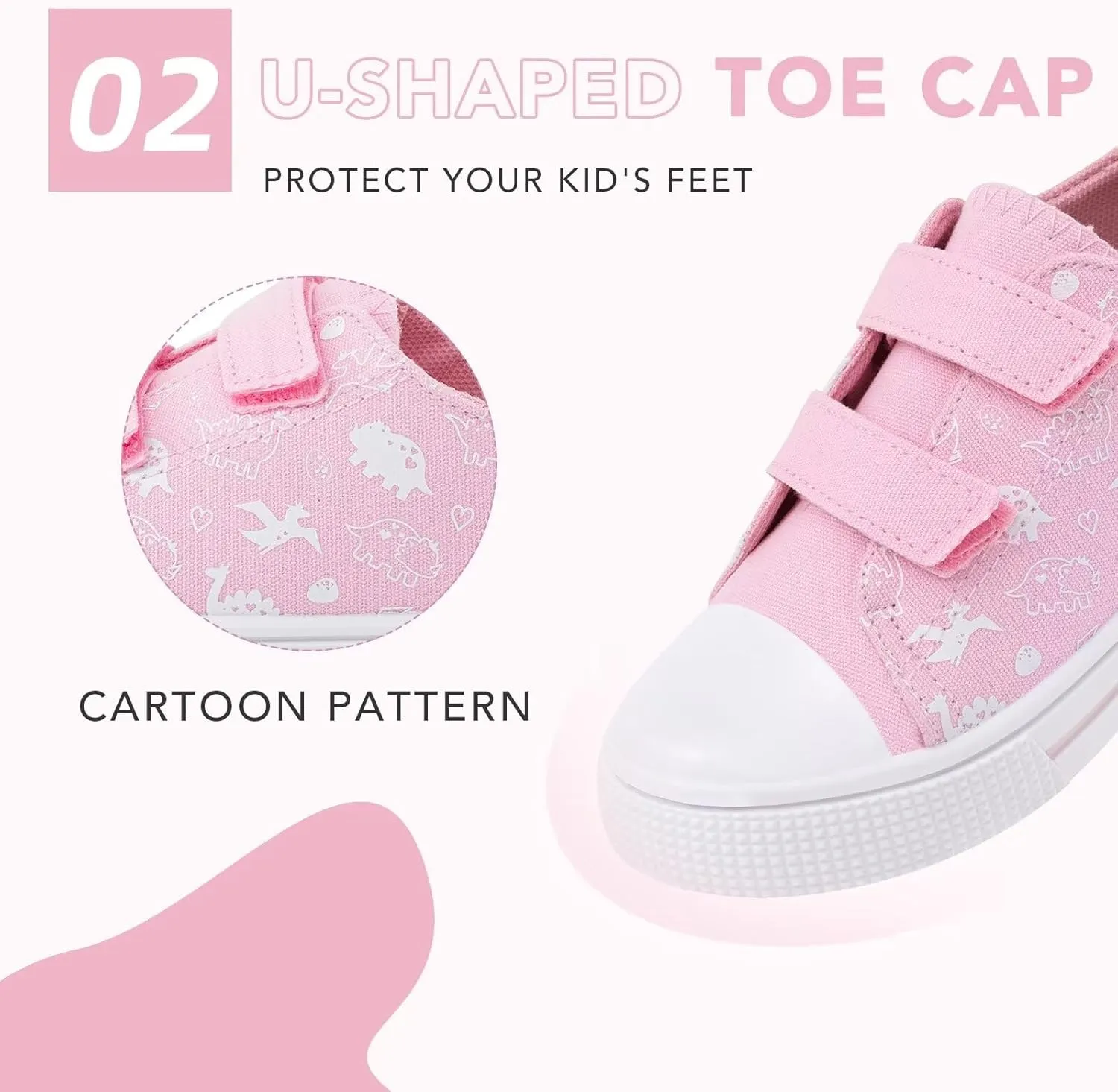 Boys Girls Sneakers Toddler Canvas Shoes Kids Walking Shoes with Hook and Loops
