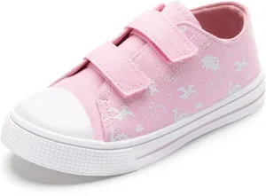 Boys Girls Sneakers Toddler Canvas Shoes Kids Walking Shoes with Hook and Loops