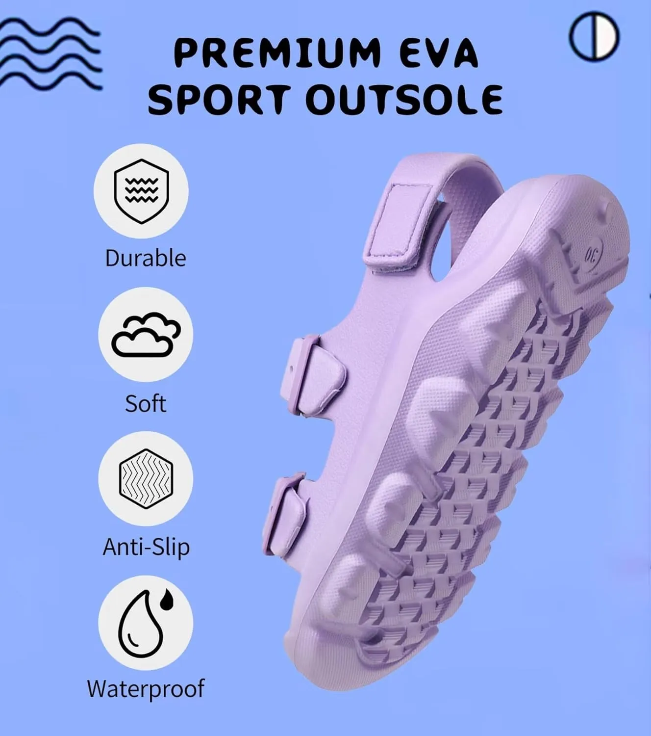 Boys Girls Toddler Little Kid Sandals Buckle Adjustable Water Sandal With Hook Loop Back Strap(Toddler 5-Little Kid 12)