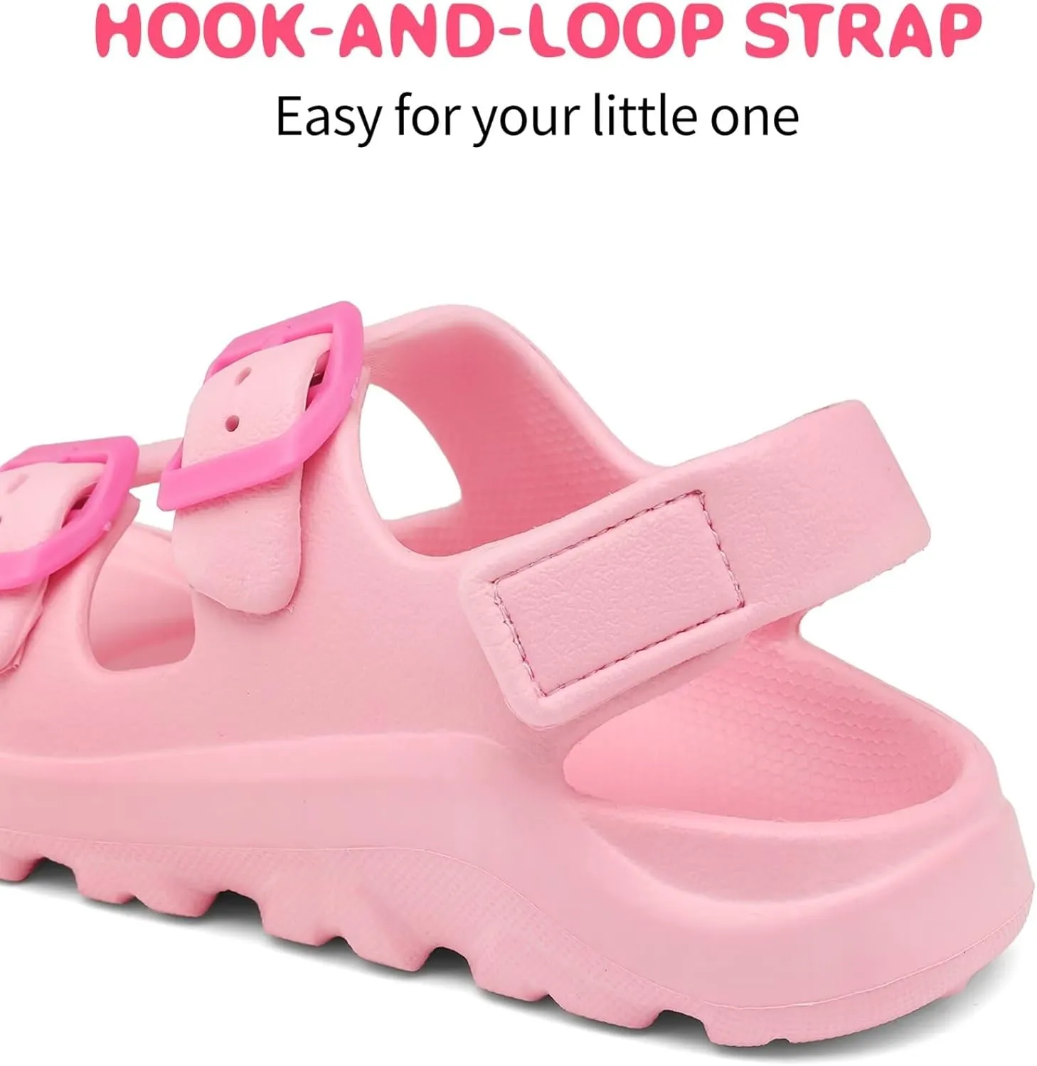 Boys Girls Toddler Little Kid Sandals Buckle Adjustable Water Sandal With Hook Loop Back Strap(Toddler 5-Little Kid 12)