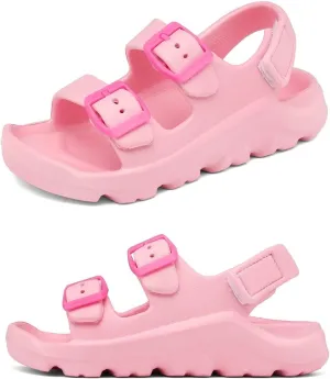 Boys Girls Toddler Little Kid Sandals Buckle Adjustable Water Sandal With Hook Loop Back Strap(Toddler 5-Little Kid 12)