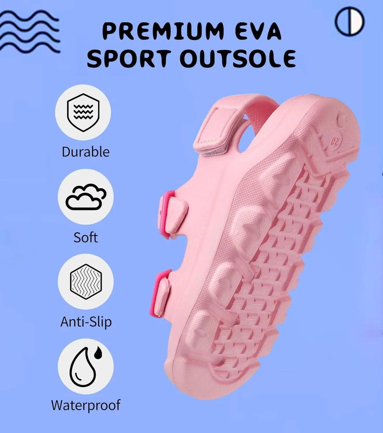 Boys Girls Toddler Little Kid Sandals Buckle Adjustable Water Sandal With Hook Loop Back Strap(Toddler 5-Little Kid 12)