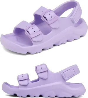 Boys Girls Toddler Little Kid Sandals Buckle Adjustable Water Sandal With Hook Loop Back Strap(Toddler 5-Little Kid 12)